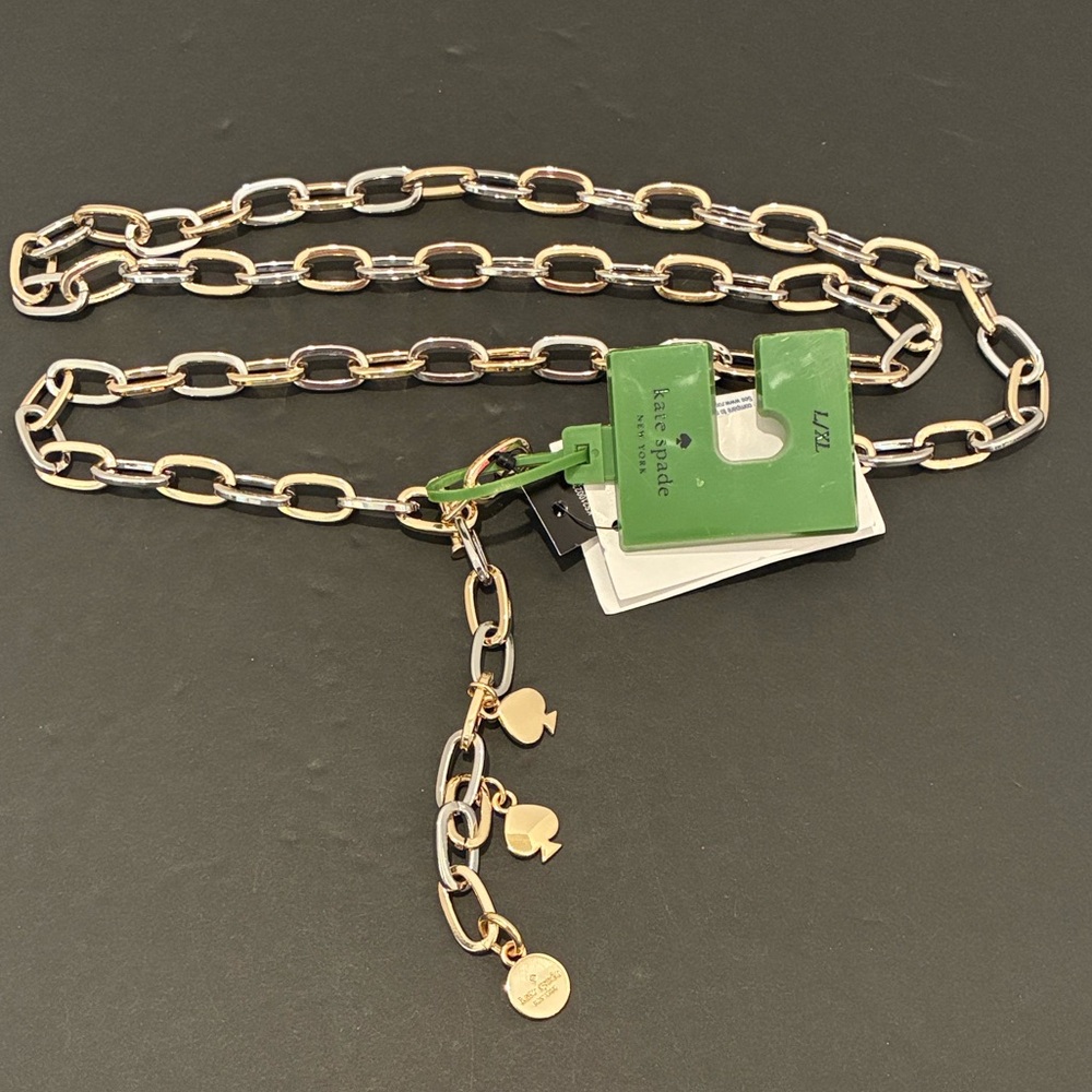Kate Spade Gold and Silver Chain Link Belt with Spade ♠️ Charms